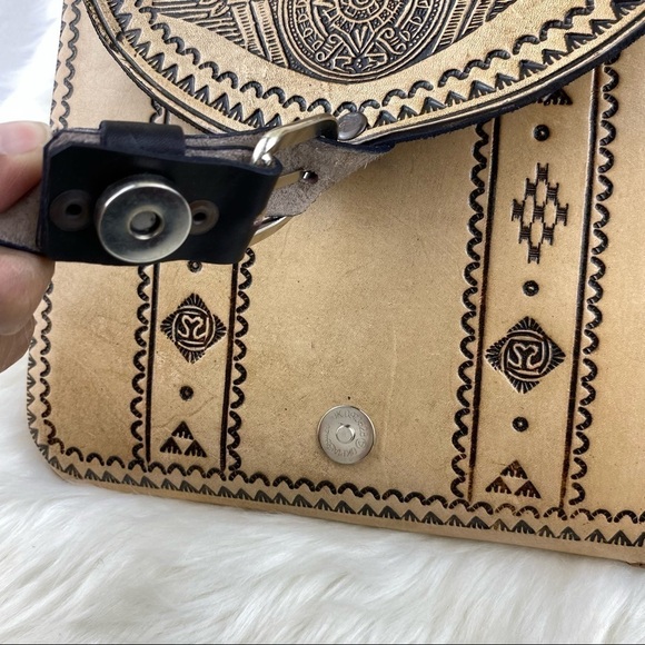NEW RAW LEATHER MEXICAN CROSSBODY BAG - Picture 6 of 14